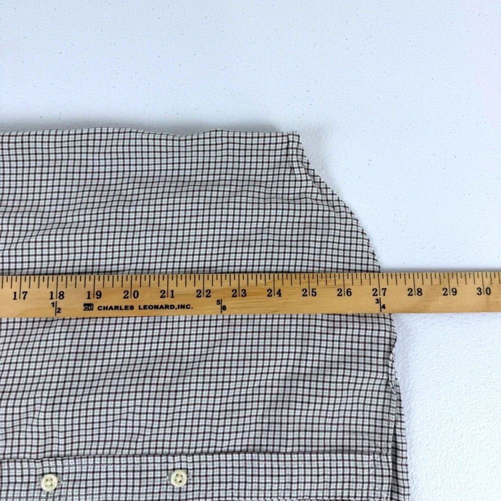 Ralph Lauren Boys XL 18-20 Brown White Check Button Down Shirt Long Sleeve